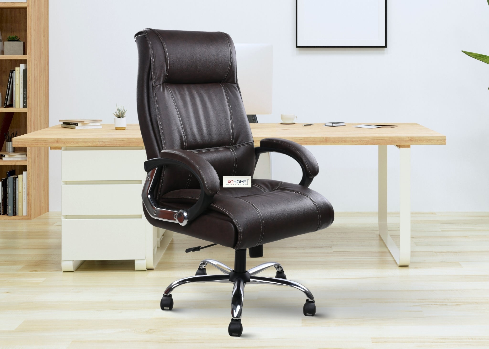 KARMA BROWN HIGH BACK CHAIR FOR OFFICE.